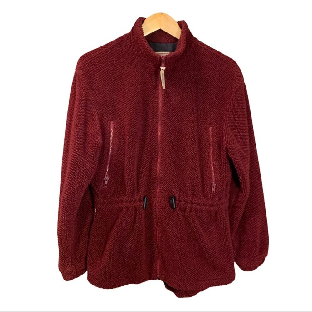 Woolrich maroon fleece full zip lined jacket Size S